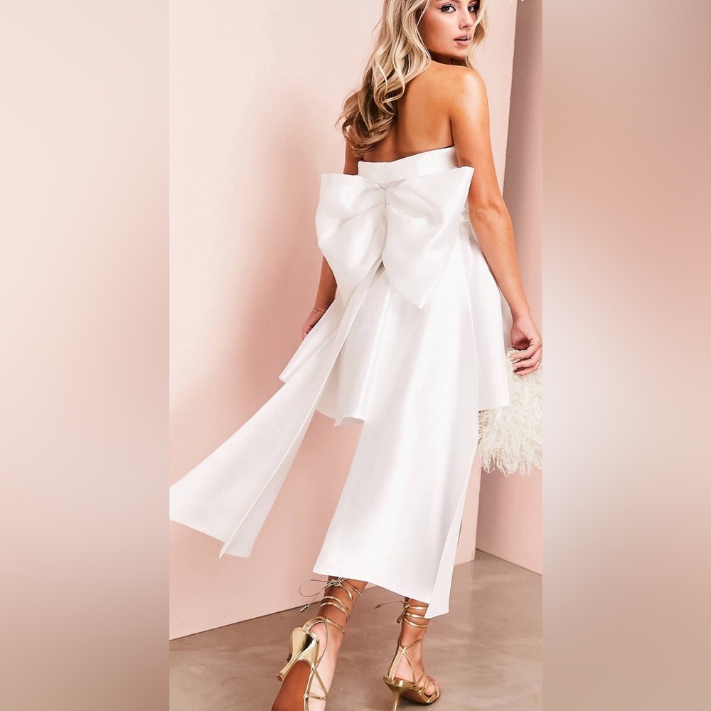 Asos white satin bow dress